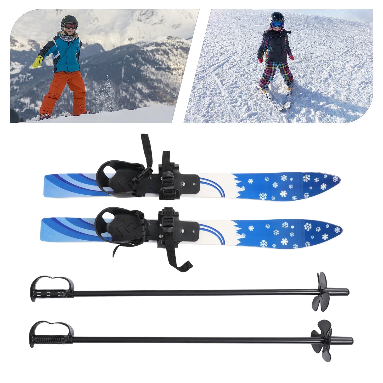 Blue ABS Ski Set, Kids Skis and Poles, Kids Beginner Snow Skis 68* 6cm for Outdoor Activities.