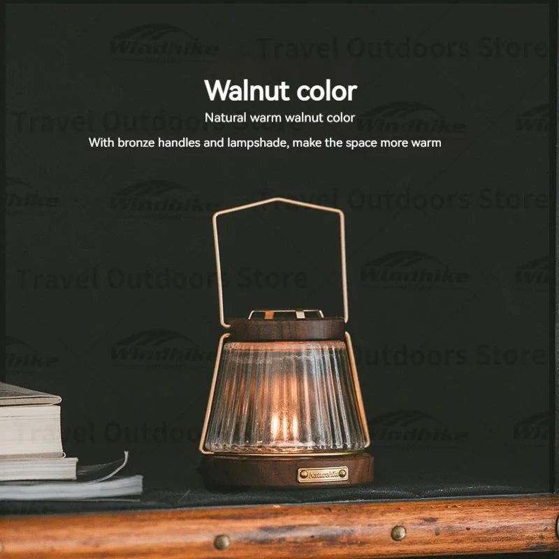 Candle Lantern, Walnut Outdoor Portable Camping Accessories, Novelty Camp Supplies, Ambient Lighting Camping Light.