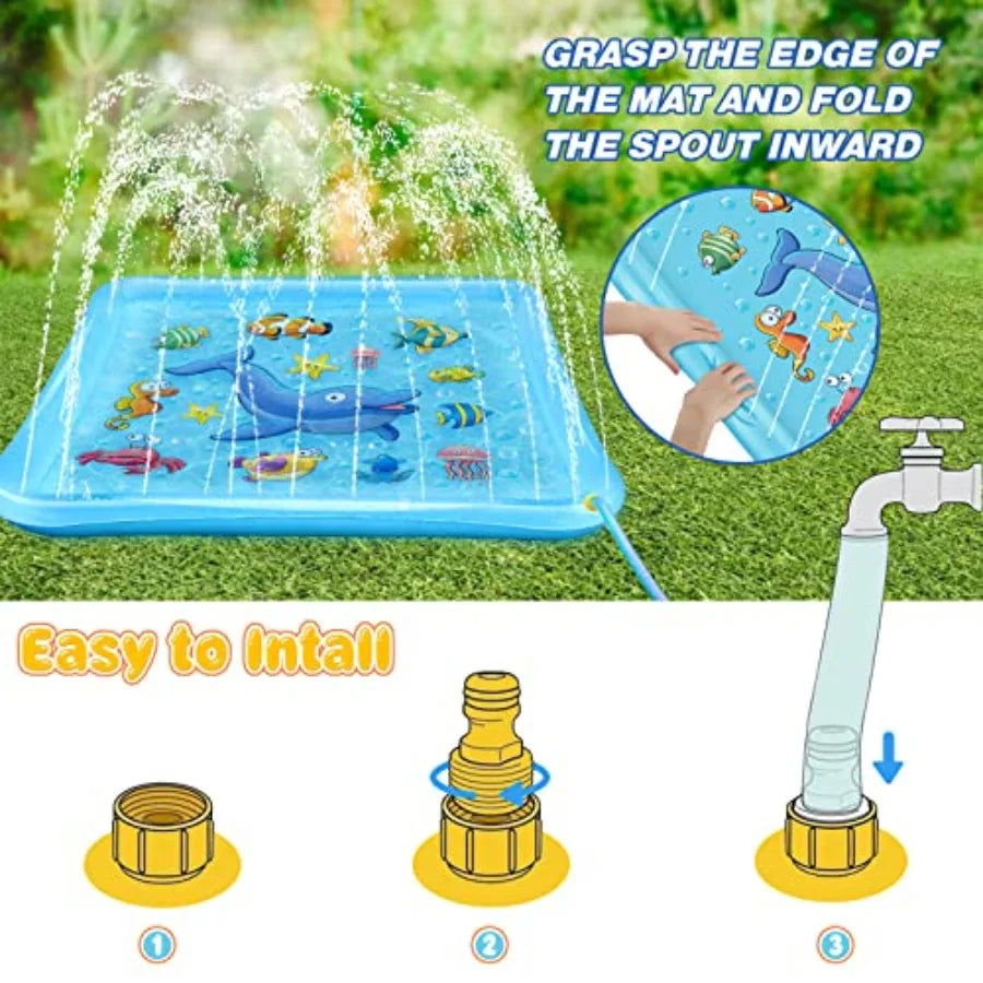Outdoor Splash Pad for Toddlers 67 Inflatable Wading Pool Water Toy in Blue for Ages 3-9 Years Old Summer Fun Gift for Backyard