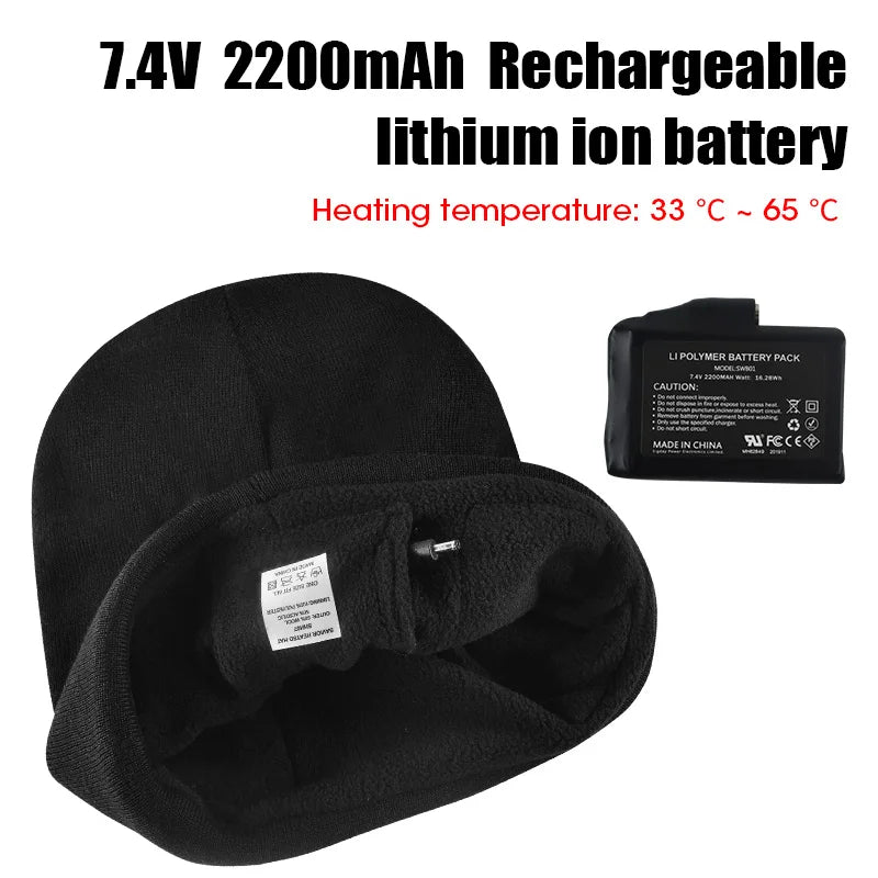 Rechargeable Heated Hat for Men Women, Cycling Caps, Electric Motorcycle Heating Cap, Snowboarding Accessories, Winter.