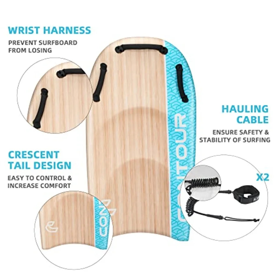 Surf Duo-Slider 45'' Body Board Bodyboards with Handles Surfboards for Two Person Parent-Child Surfing Bodyboard for Big