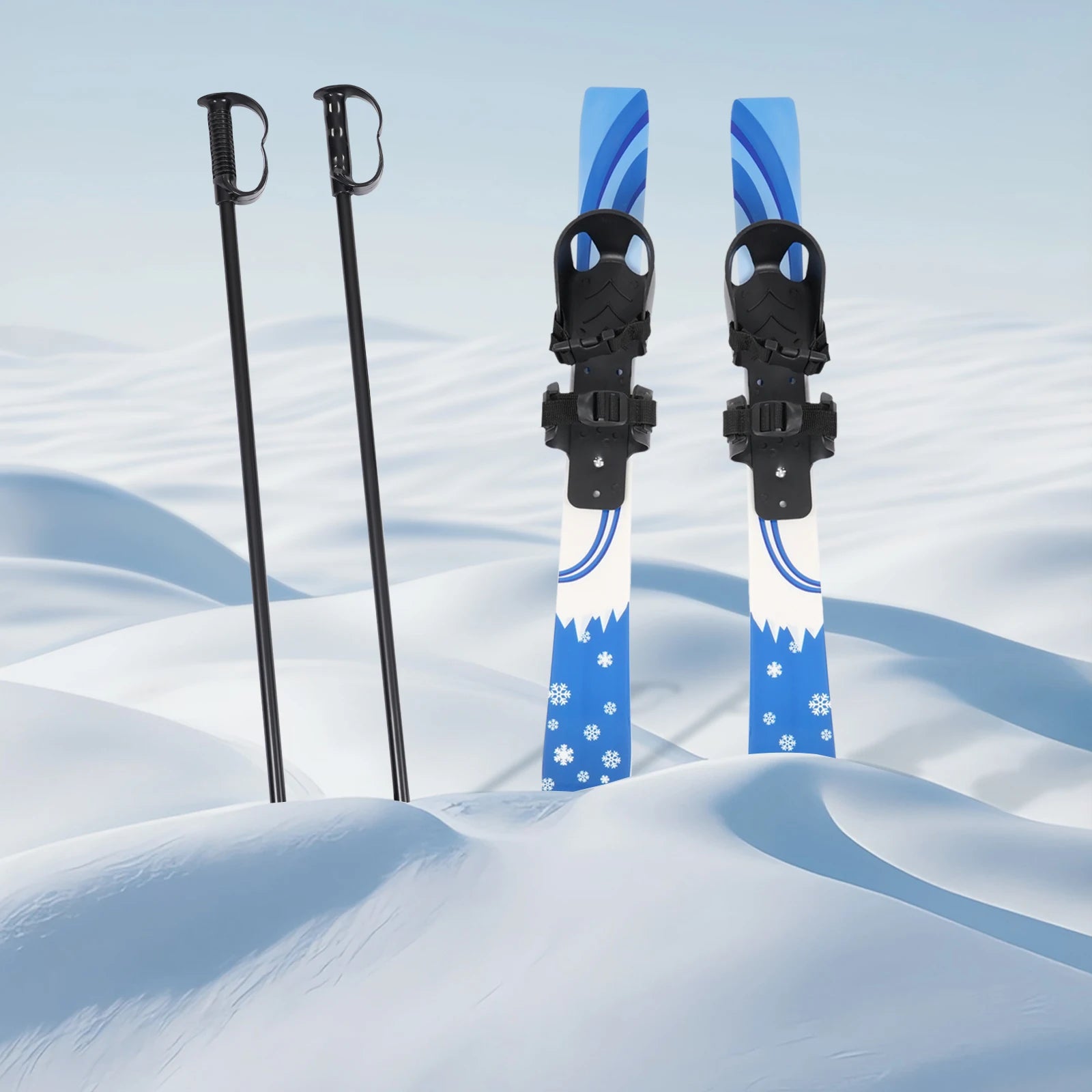 Blue ABS Ski Set, Kids Skis and Poles, Kids Beginner Snow Skis 68* 6cm for Outdoor Activities.