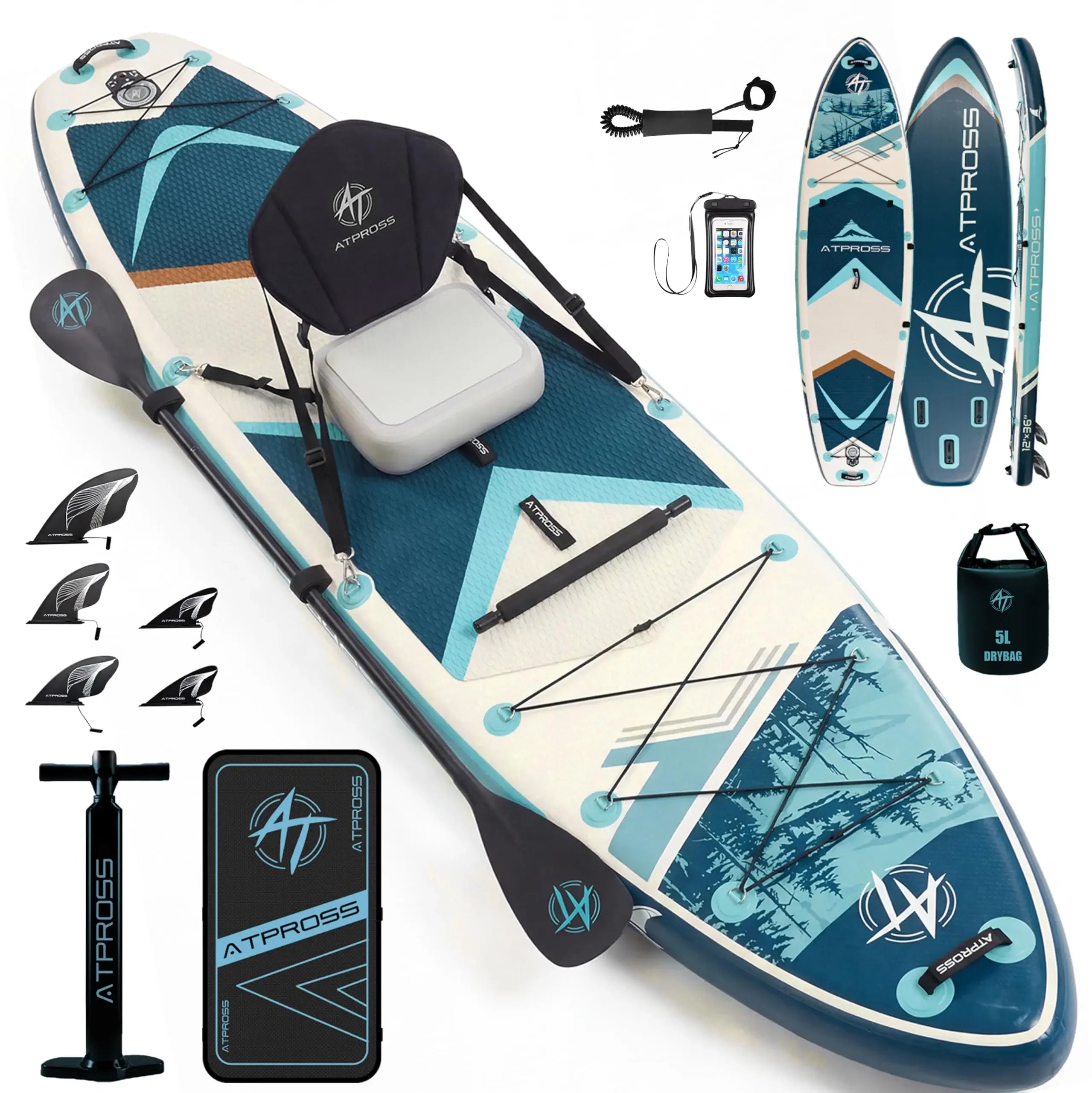 12'x36 Inflatable Paddle Board, 500lbs Extra Wide Stand Up Paddleboard for Adults with Premium SUP Accessories Kit & Backpack