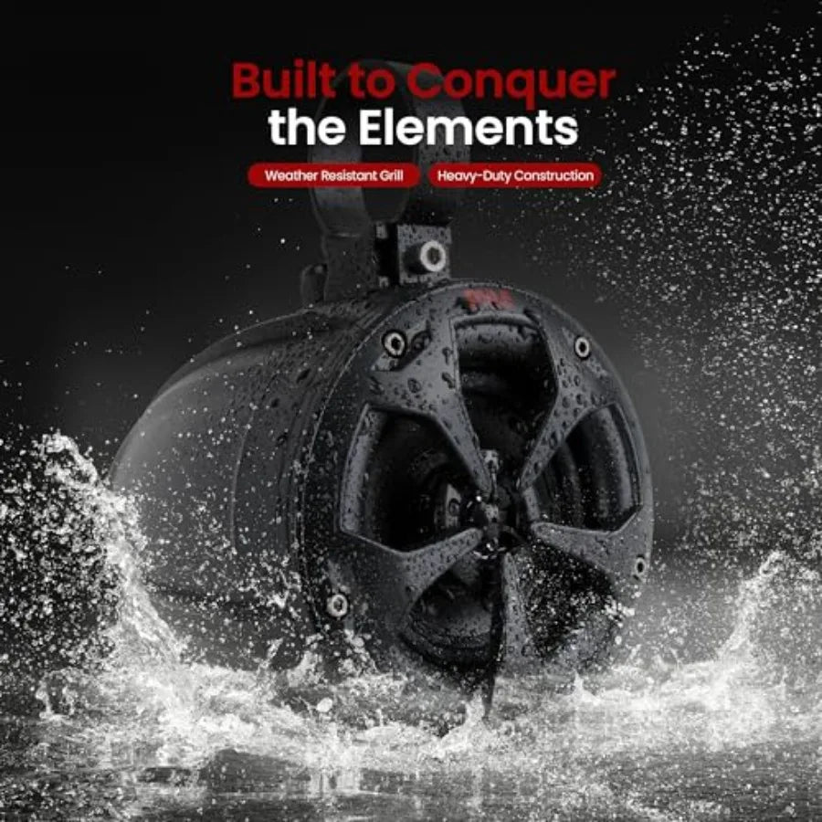 4 Off-Road Bluetooth/Waterproof Speakers with 800W Peak Power Amplified Speaker System Designed for ATV, UTV, Golf Cart, Boat and RV.