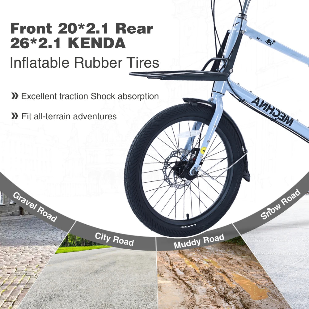 7 Speed, Aluminum Alloy  Frame, Multiple Colors 26 Inch Bike,Cargo Bike for Women and Men