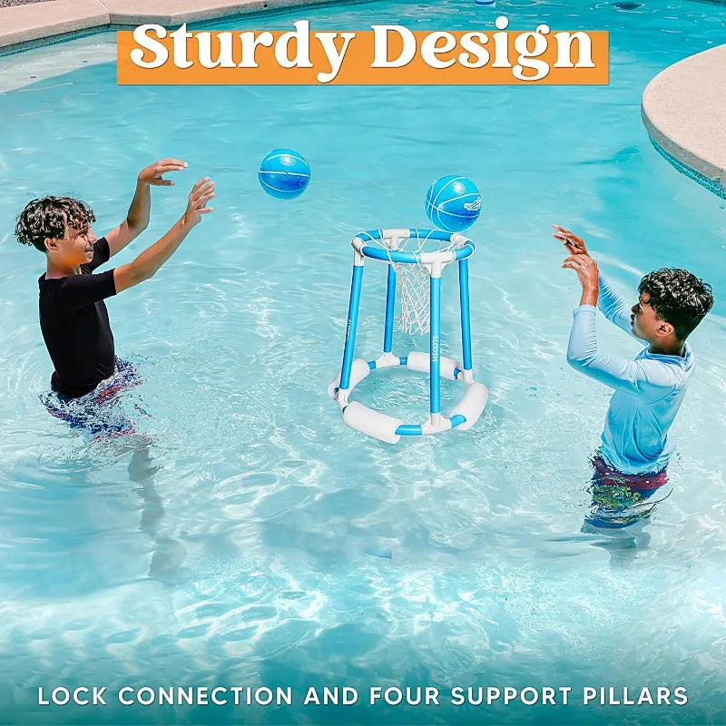 Summer Pool Basketball Hoop Toys Floating Basketball Pool Game Swimming Floats Toys with Balls for Kids Adults Pool Party