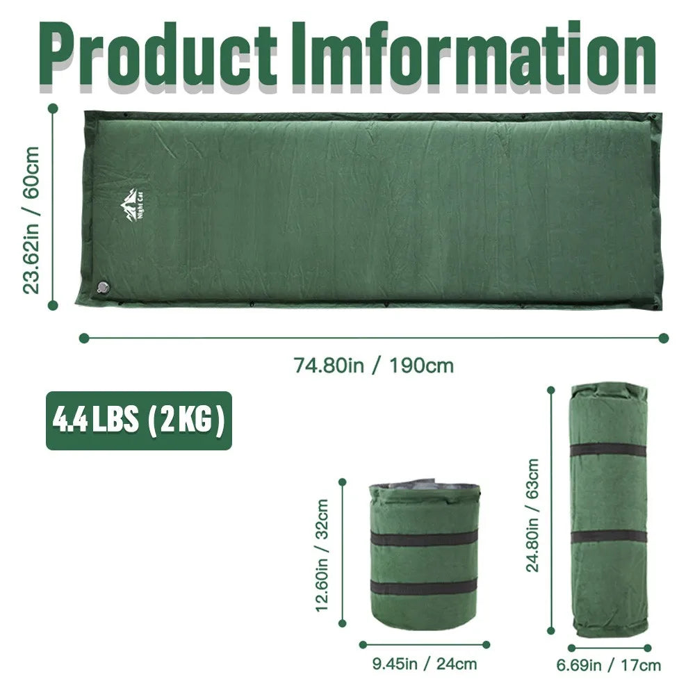 Self-Inflating Sleeping Pad: Camping Mattress Single Memory Foam for Hiking - Comfortable Camping Air Mat.