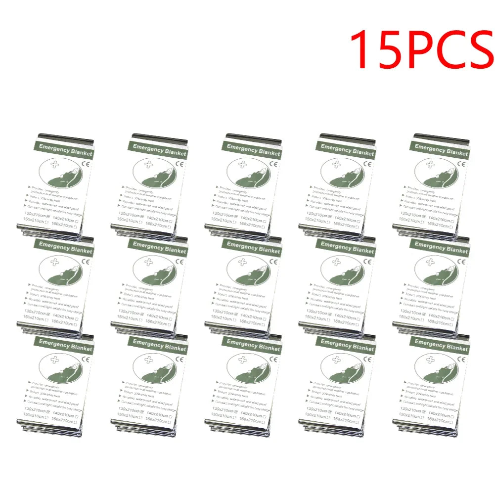 20PCS Outdoor Emergency Blanket, Survival First Aid Kit, Windproof Insulation, Lifesaving Foil Thermal Rescue Blanket