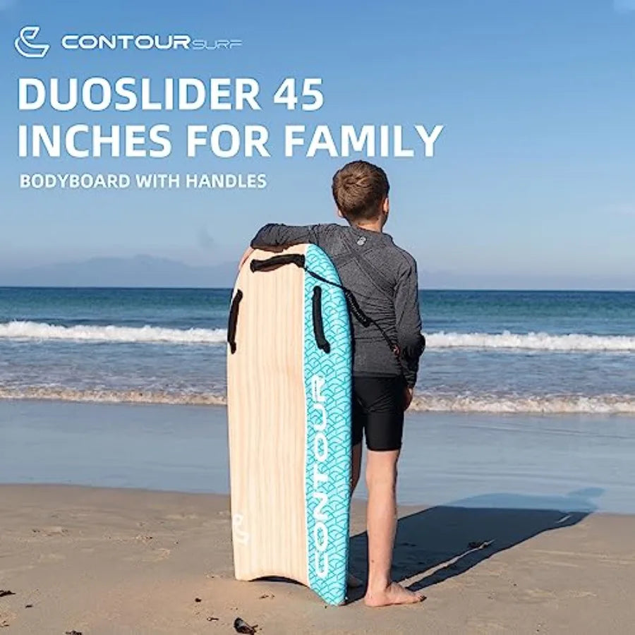 Surf Duo-Slider 45'' Body Board Bodyboards with Handles Surfboards for Two Person Parent-Child Surfing Bodyboard for Big