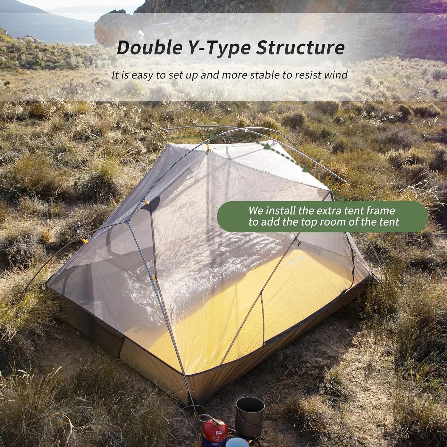 2 Person Backpacking Tent 210T Ultralight, Waterproof Hiking Survival Outdoor Camping Tent