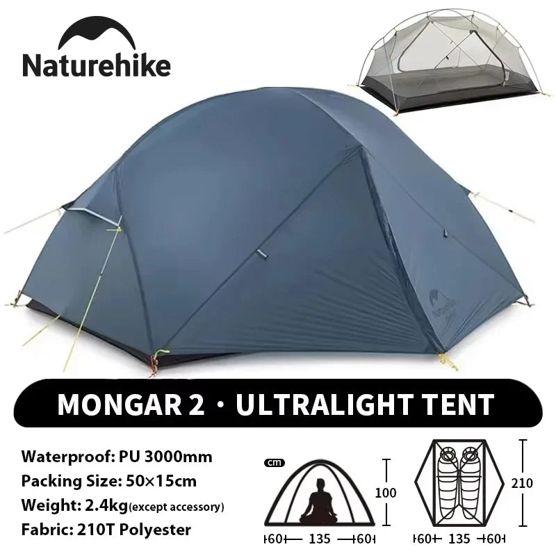 2 Person Backpacking Tent 210T Ultralight, Waterproof Hiking Survival Outdoor Camping Tent