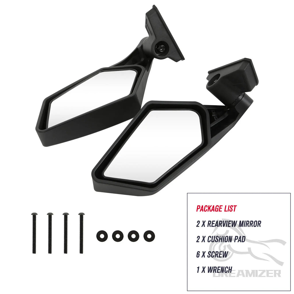 Left Right UTV Side View Mirrors Rearview Mirror Adjustable for Can Am Maverick X3 for Suzuki King Quad 2017-2022