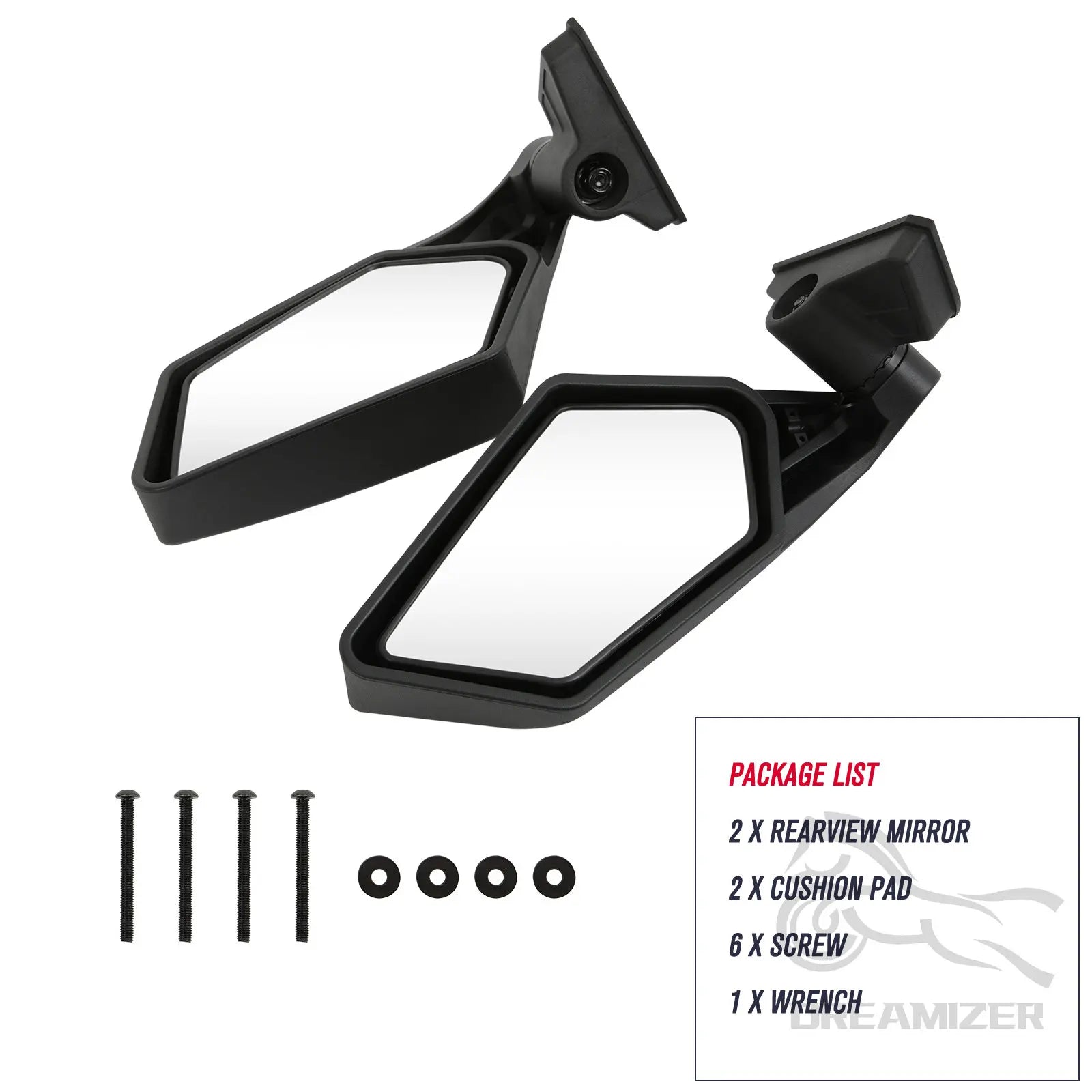 Left Right UTV Side View Mirrors Rearview Mirror Adjustable for Can Am Maverick X3 for Suzuki King Quad 2017-2022