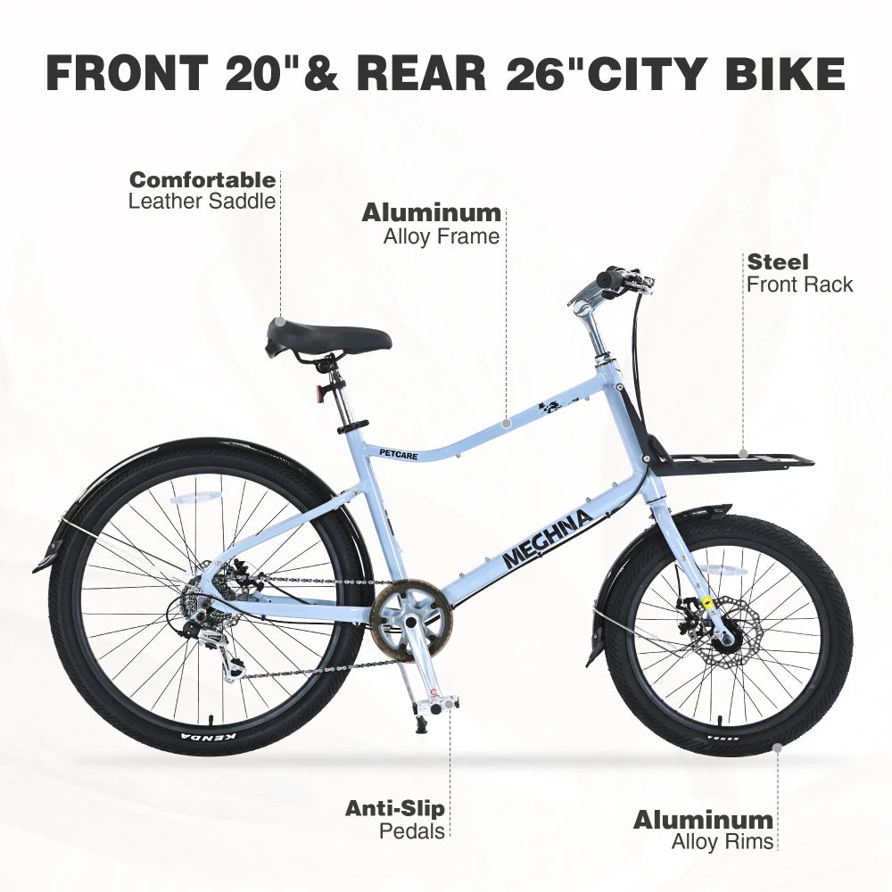 7 Speed, Aluminum Alloy  Frame, Multiple Colors 26 Inch Bike,Cargo Bike for Women and Men