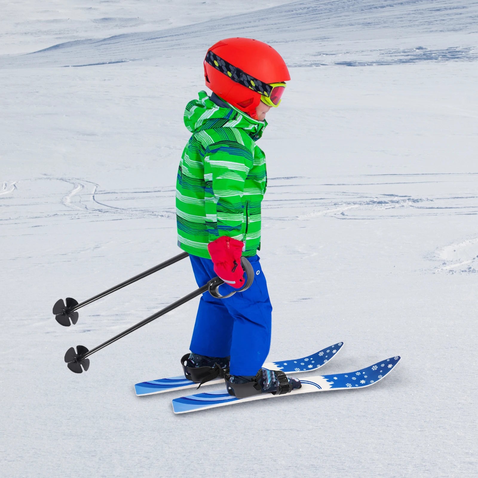 Blue ABS Ski Set, Kids Skis and Poles, Kids Beginner Snow Skis 68* 6cm for Outdoor Activities.