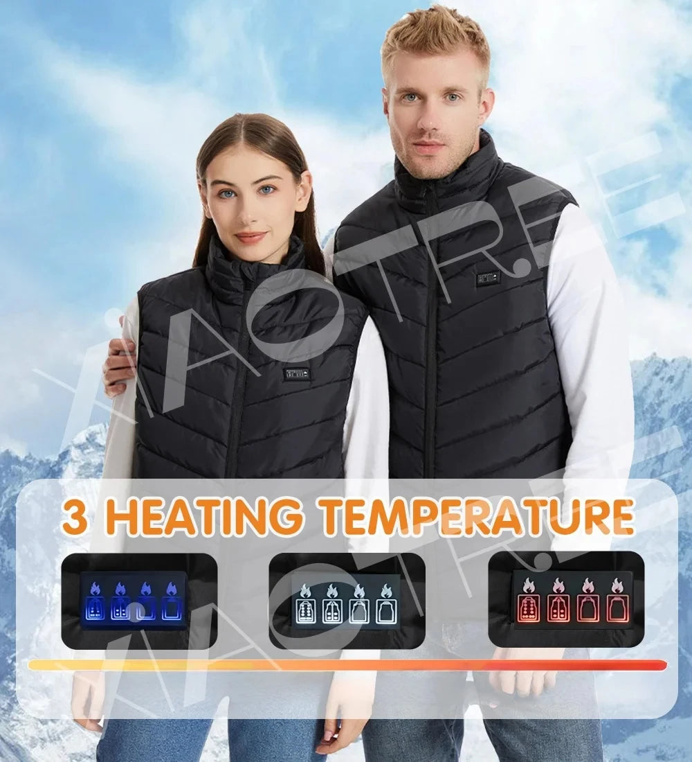 Heated Vest Men Jacket Heated Winter Women's Electric USB Heater Camping Jacket Man Thermal Vest Body Warmer Coat 6XL