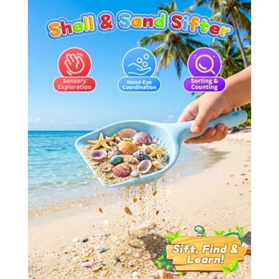 30PCS Beach Toys for Ages 3-10, All-in-One Sand Toy Set with 2 Collapsible Buckets, Mesh Bag for Easy Packing, Trucks, Sea Anim