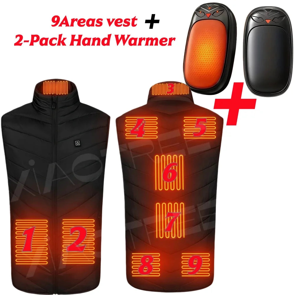 Heated Vest Men Jacket Heated Winter Women's Electric USB Heater Camping Jacket Man Thermal Vest Body Warmer Coat 6XL