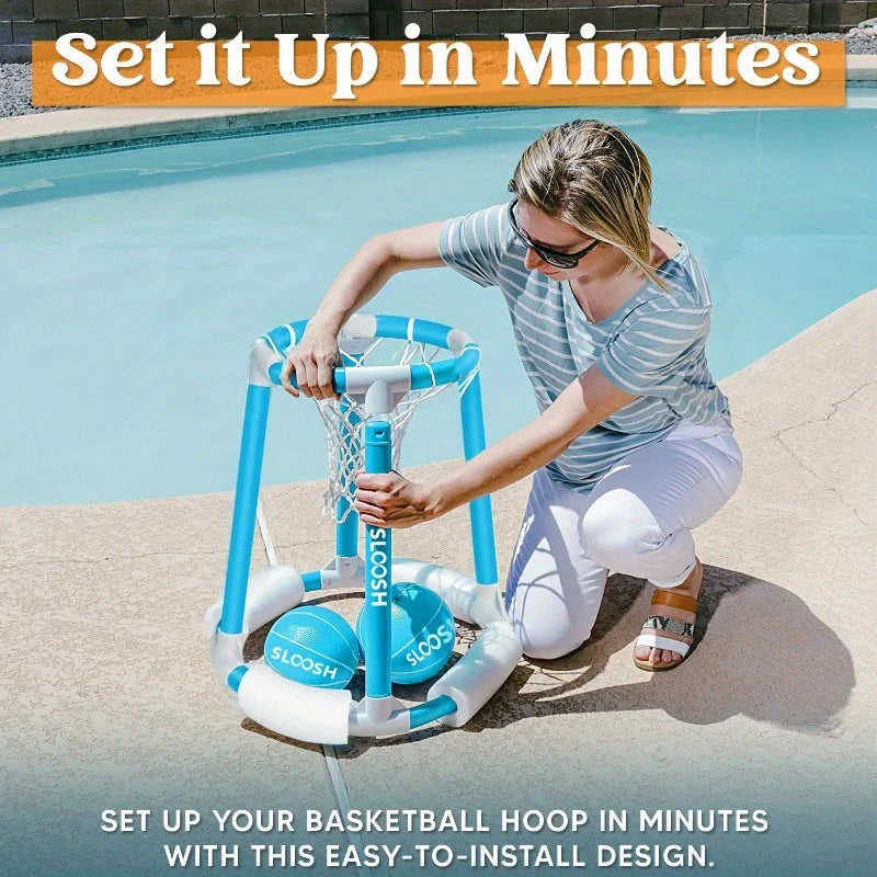 Summer Pool Basketball Hoop Toys Floating Basketball Pool Game Swimming Floats Toys with Balls for Kids Adults Pool Party