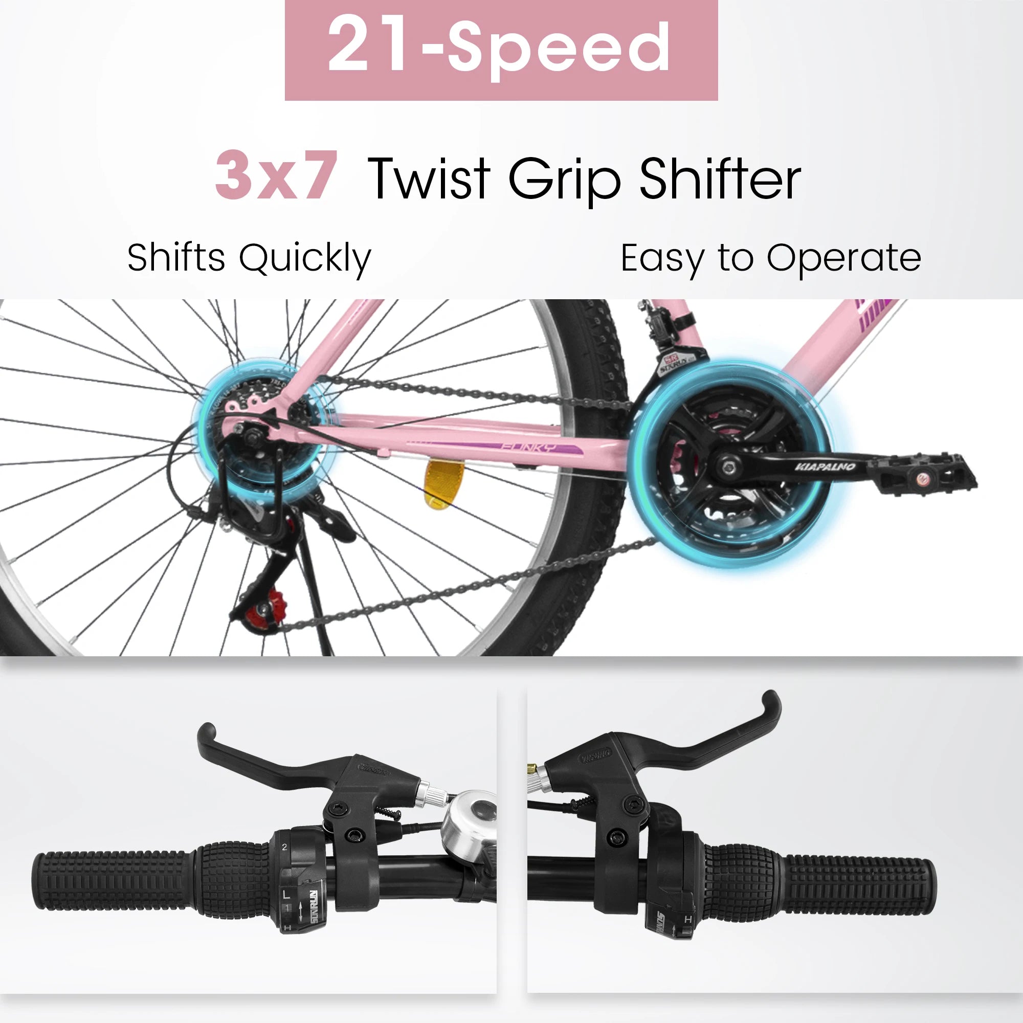 Women's/Girls 24-26 Inch Mountain Bike, 21 Speed Outdoor Cycling Bike, Women's Bicycles V-Brake High Carbon Steel Frame