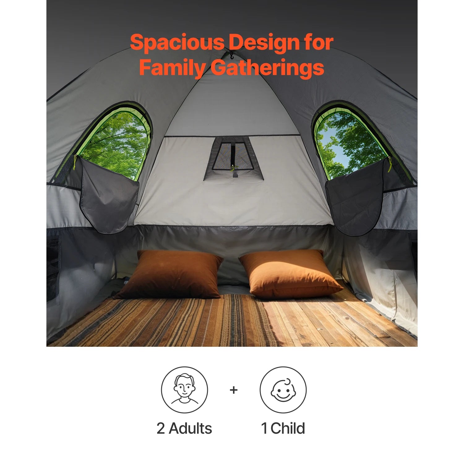 Pickup Truck Tent for Camping, Waterproof PU2000 Truck Bed Camper Shell, Truck Bed Tent w/Double Layer Design Windows