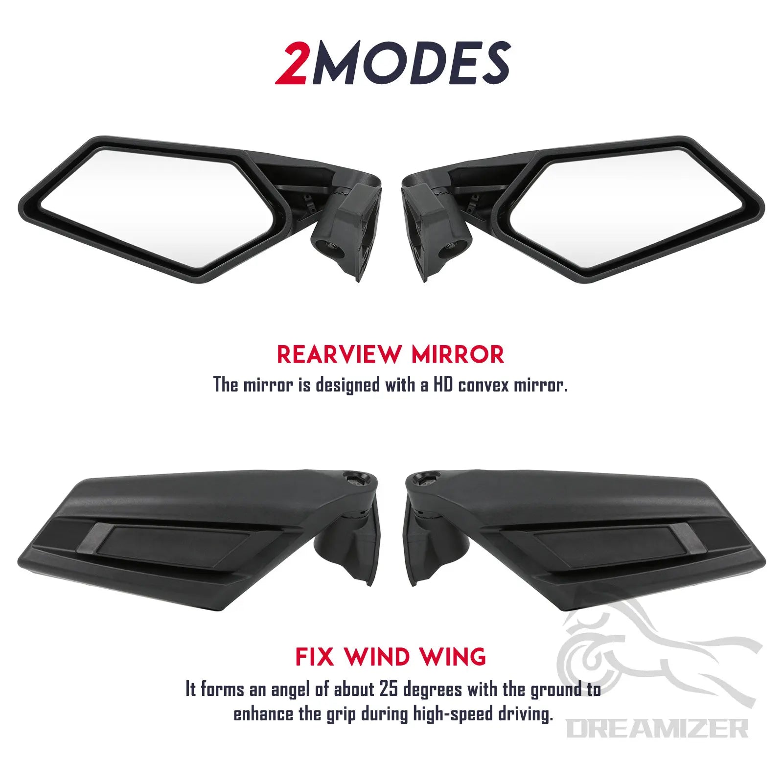 Left Right UTV Side View Mirrors Rearview Mirror Adjustable for Can Am Maverick X3 for Suzuki King Quad 2017-2022
