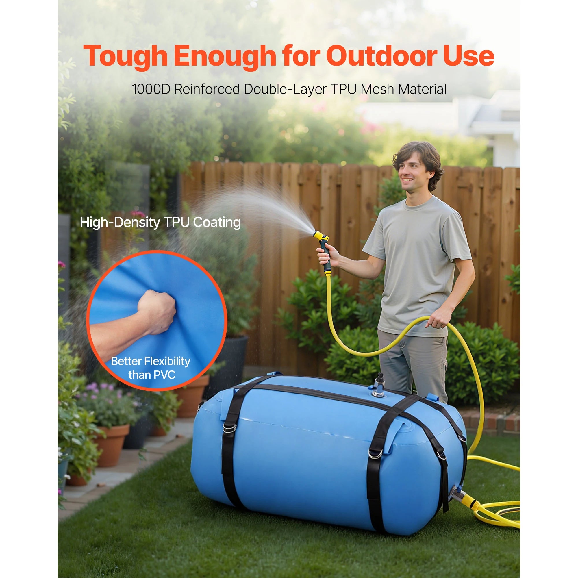 Water Storage Bladder, TPU Soft Water Bag Portable & Collapsible Water Storage Container, Outdoor Irrigation
