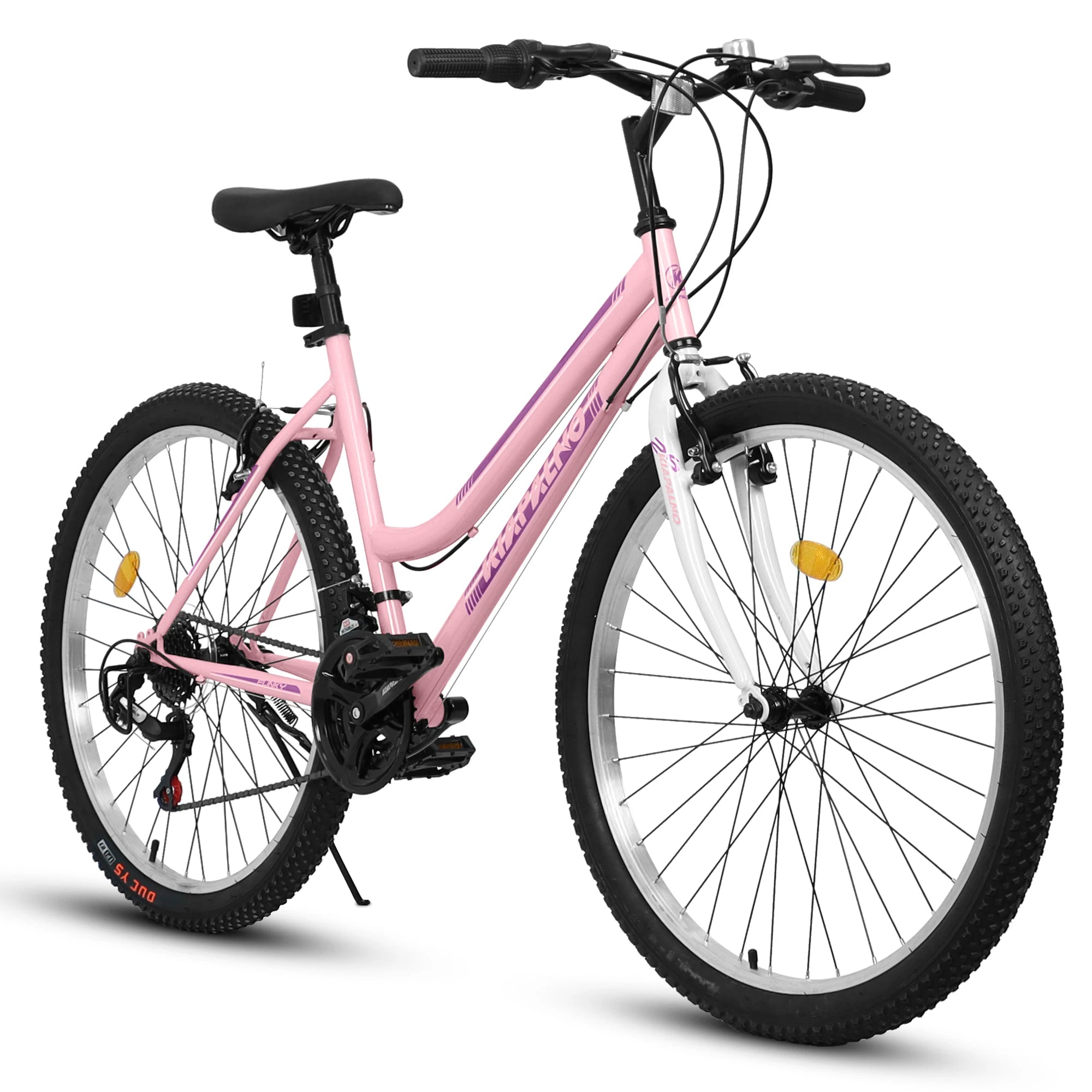 Women's/Girls 24-26 Inch Mountain Bike, 21 Speed Outdoor Cycling Bike, Women's Bicycles V-Brake High Carbon Steel Frame