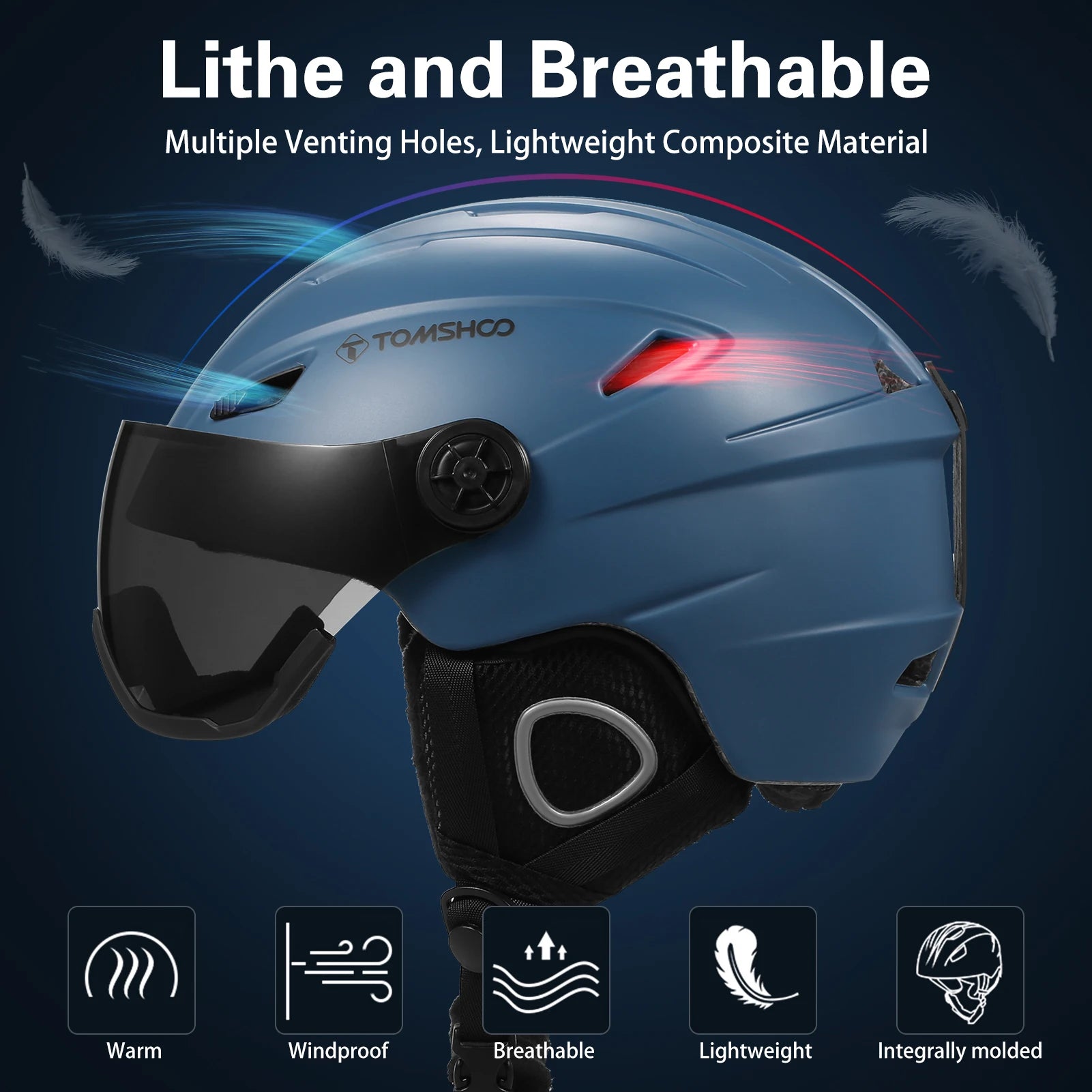 US Ski Helmet Snowboard Helmet, Outdoor Snow Sport Helmet with Removable Liner and Ear Pads.