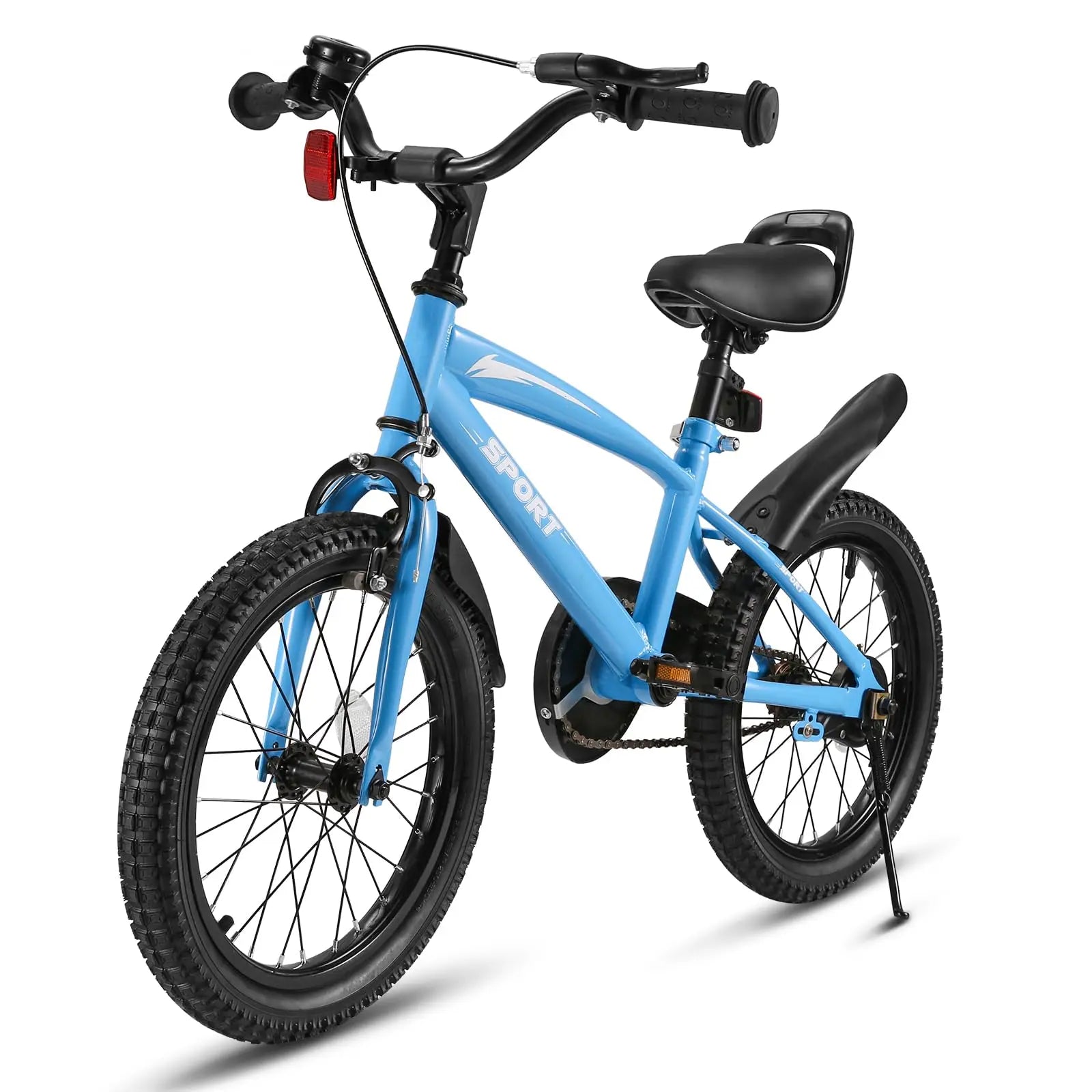 16 Inch Kids Bike w/Training Wheels & Kickstand, Children's Bike Dual Handbrake Adjustable Handlebar & Saddle