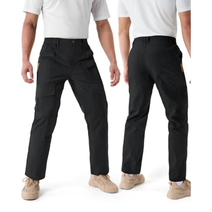 Men's Stretch Tactical Pants, Ripstop Cargo Pants, Outdoor Lightweight EDC Hiking Work Pants with 10 Pockets.