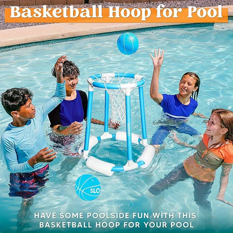 Summer Pool Basketball Hoop Toys Floating Basketball Pool Game Swimming Floats Toys with Balls for Kids Adults Pool Party