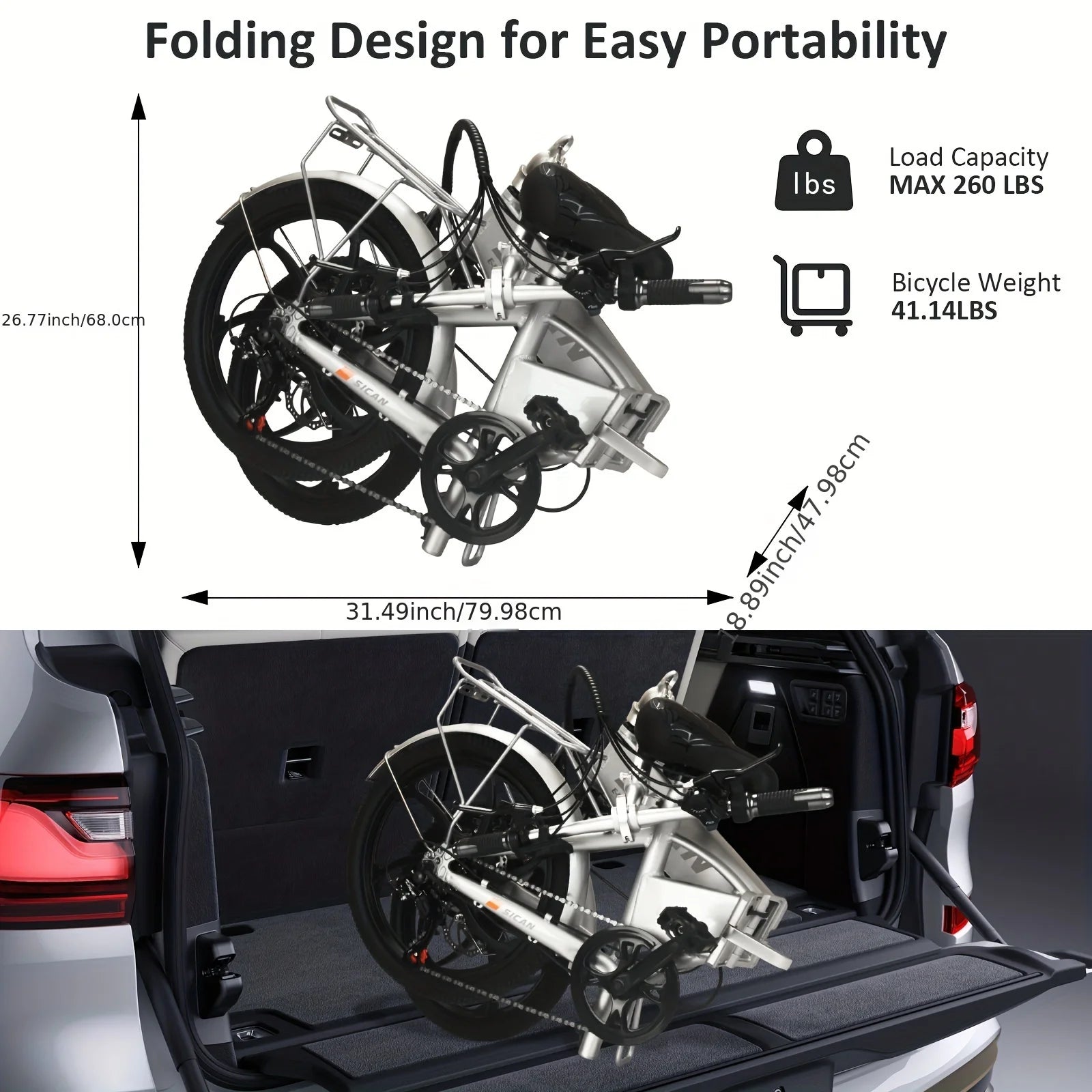 20" 48V Folding Electric Bike, High-Performance Folding  Bike - 1000W Motor, 20MPHSpeed, 50Miles Range, 48V High Capacity