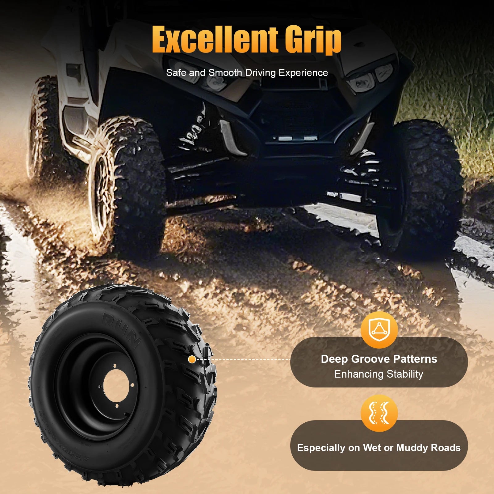 22x10-10 ATV Quad Tire with Rim 10 Inch ATV Wheels For 200cc 250cc Quad UTV Off Road Go Karts As Front Or Rear Wheel