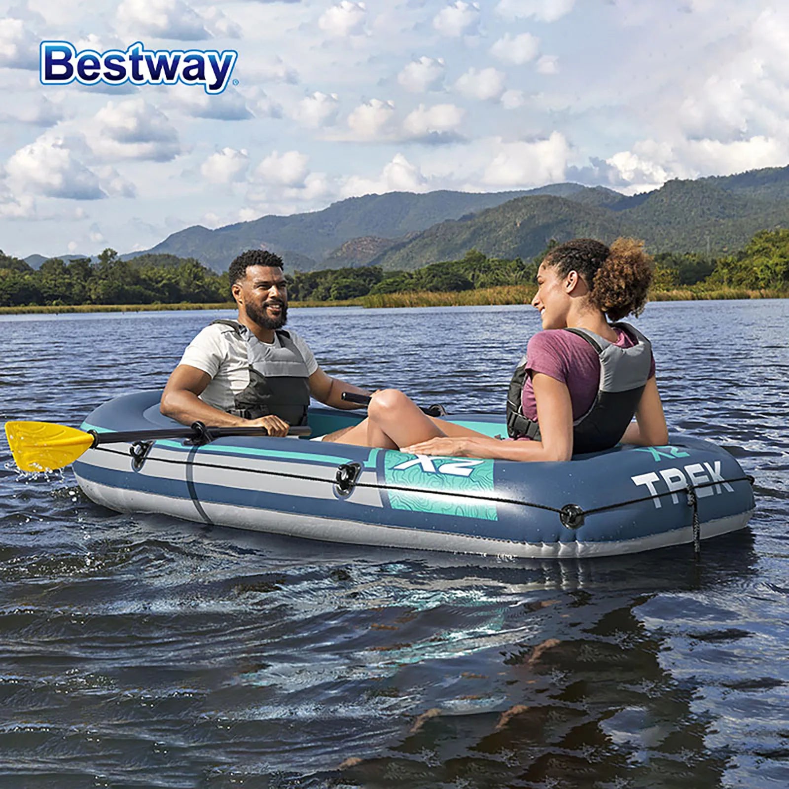 61153 2 Person Inflatable Kayak - Durable PVC Material, Large Adventure Boat, Kit Format, Highly Buoyant and Stable