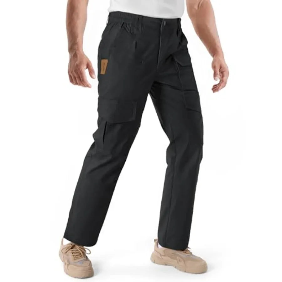Men's Stretch Tactical Pants, Ripstop Cargo Pants, Outdoor Lightweight EDC Hiking Work Pants with 10 Pockets.