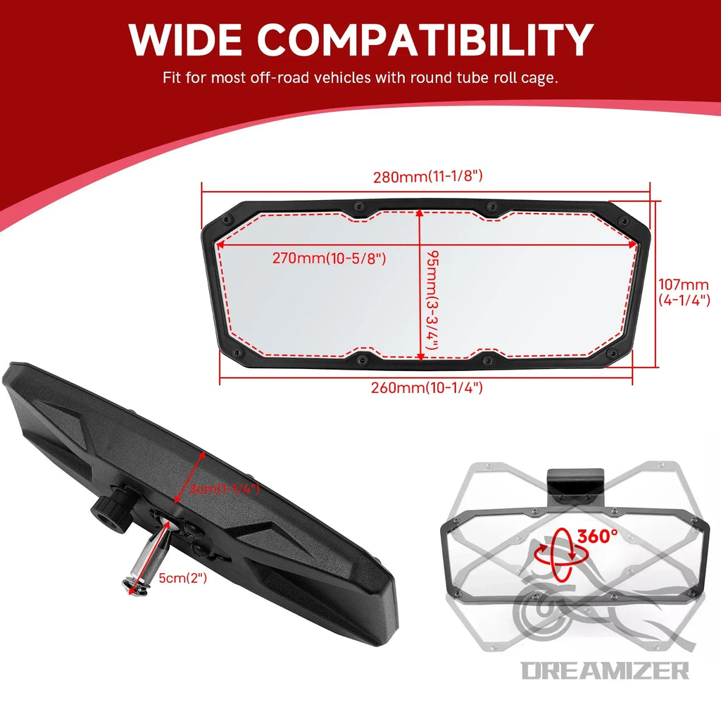 UTV  RView Mirror Off-road For 2015-2023 Polaris Ranger 570 900 1000 Crew XP 1000 Crew Can Am Defender Accessories 360°