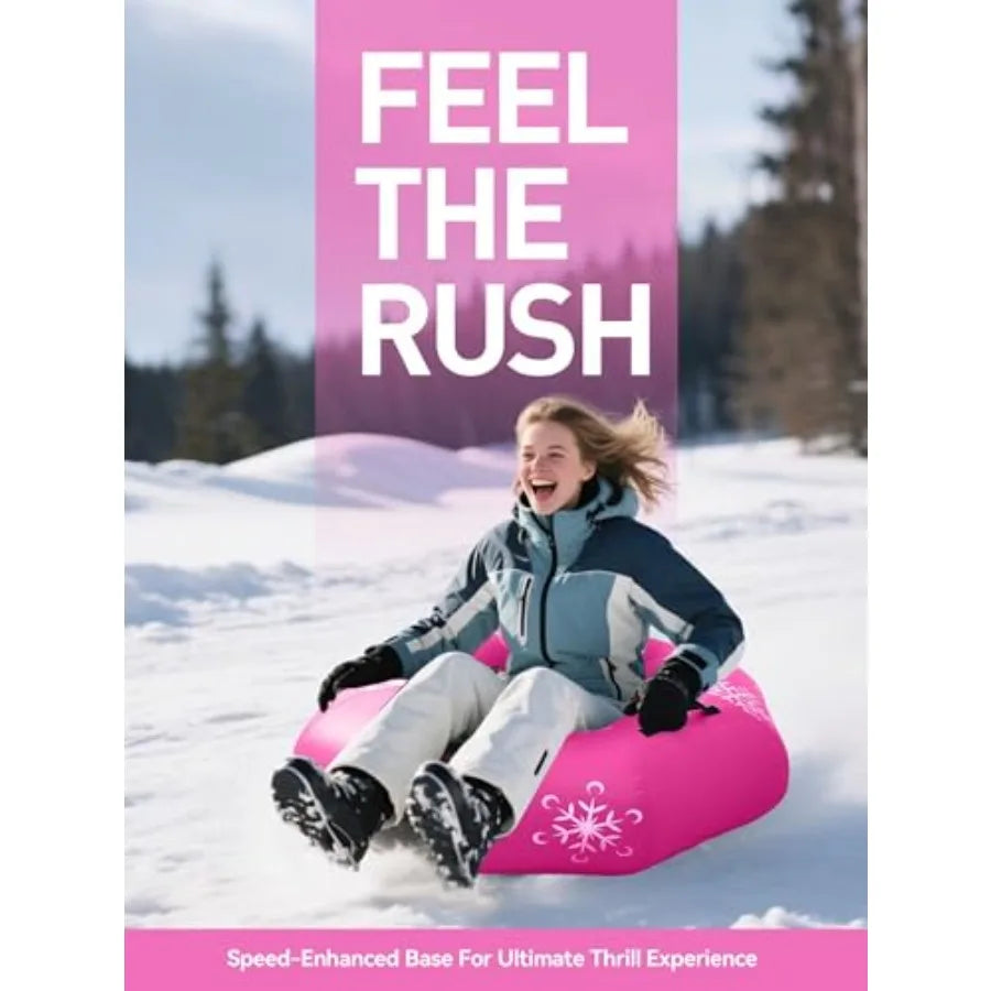 Inflatable Snow Tubes for Adults 41.5" Heavy Duty Octagonal PVC Snow Tube for Sledding with Handles Tow Strap Repair Kit Outdoo
