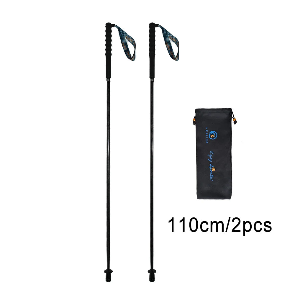 Ultra Light Weight Trekking Poles, Folding Hiking Sticks, Portable Carbon Fiber Collapsible Nordic Walking Cane/Sticks w/Bag.