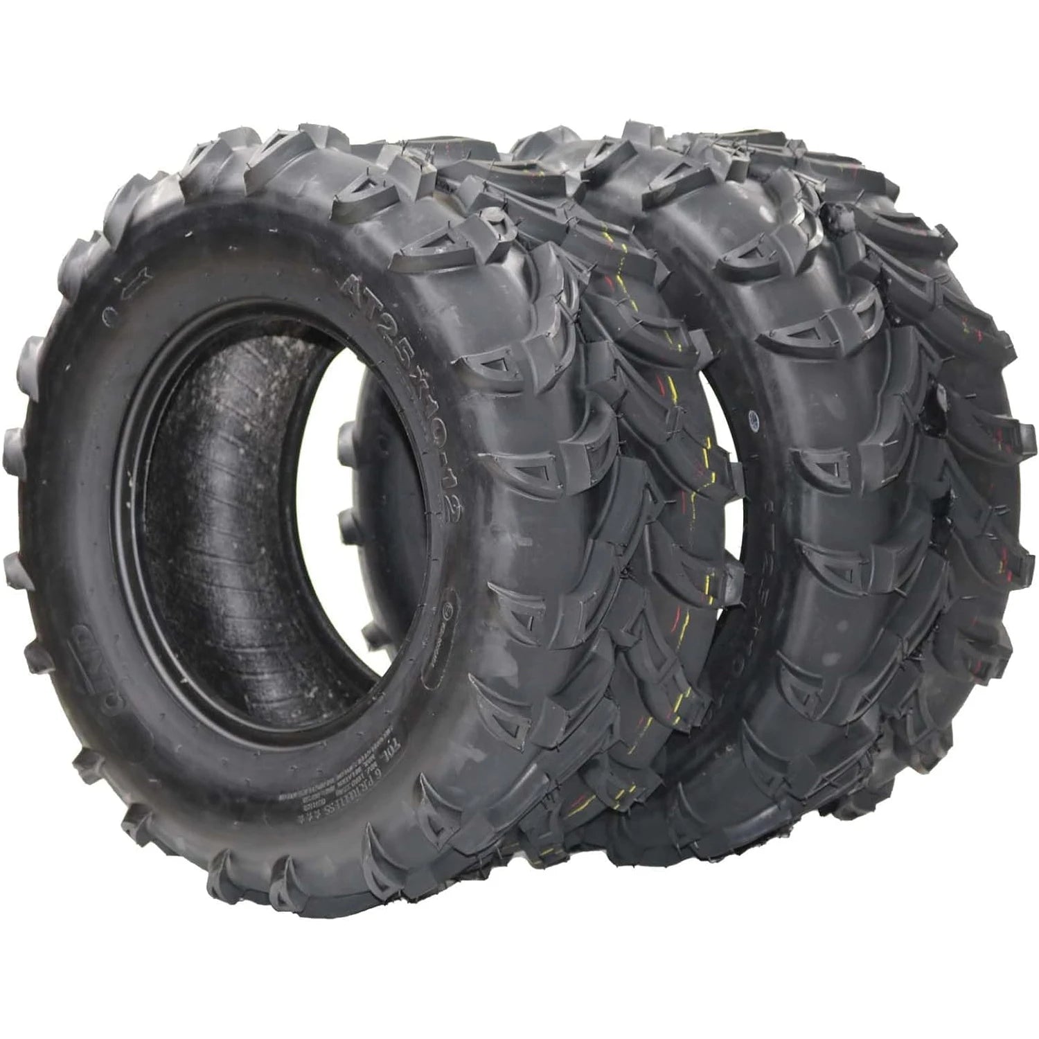 2 Sets ATV/UTV Tires, 25x10-12, Sport Front UTV Tire, All Terrain, Mud Trail Tires, Mud, Sand, Snow and Rock Tires.