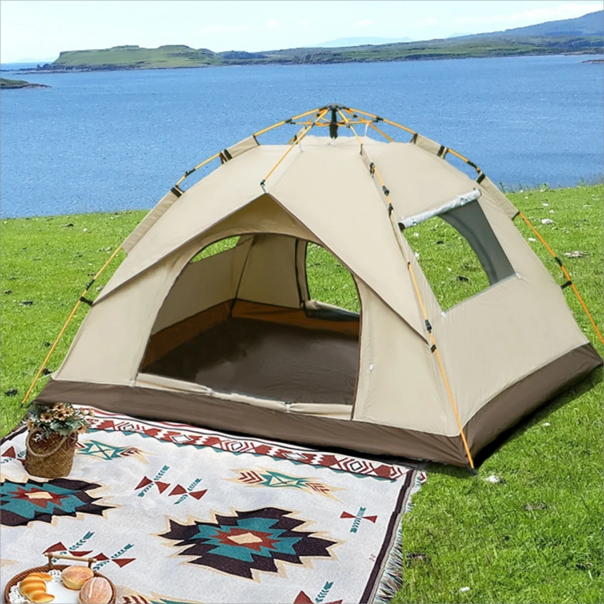 Camping Outdoor Tent With Two Doors And Two Windows