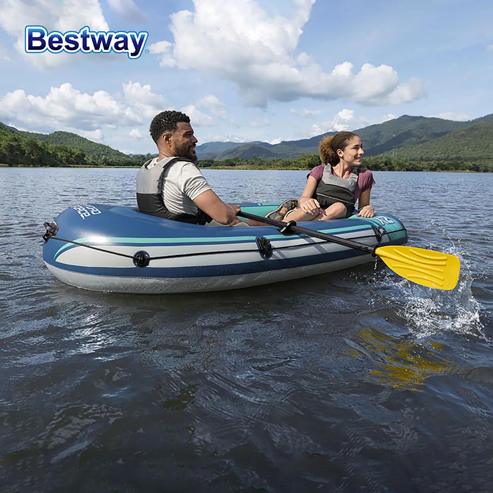 61153 2 Person Inflatable Kayak - Durable PVC Material, Large Adventure Boat, Kit Format, Highly Buoyant and Stable