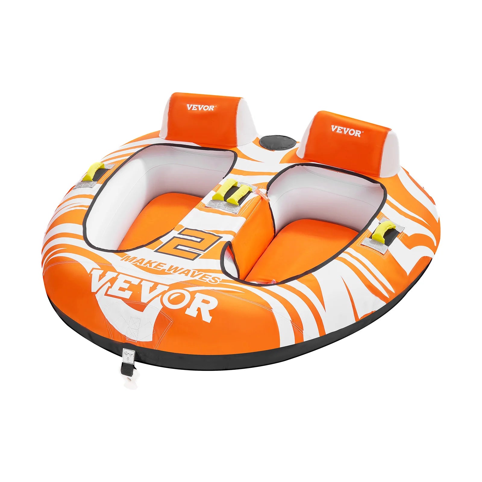 2 Person Towable Inflatable Boat Tube, 340lbs Water Sport Tube, Pull-with 840D Full Nylon Rope