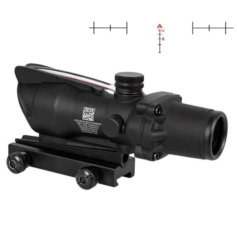 4X32 Hunting Scope Real Fiber Optics, Red Dot Illuminated Etched Reticle, Tactical Scope