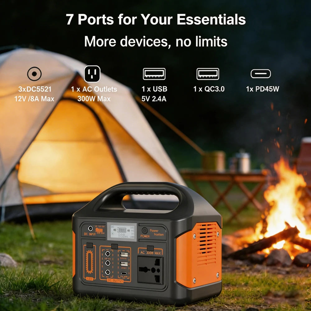 500W 300W Portable Power Station 460.8Wh LiFePO4 Battery Charging Station 110V Solar Generator Emergency Power Bank for Camping Travel