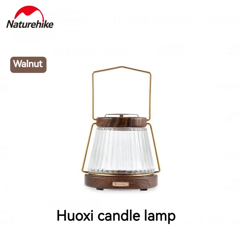 Candle Lantern, Walnut Outdoor Portable Camping Accessories, Novelty Camp Supplies, Ambient Lighting Camping Light.