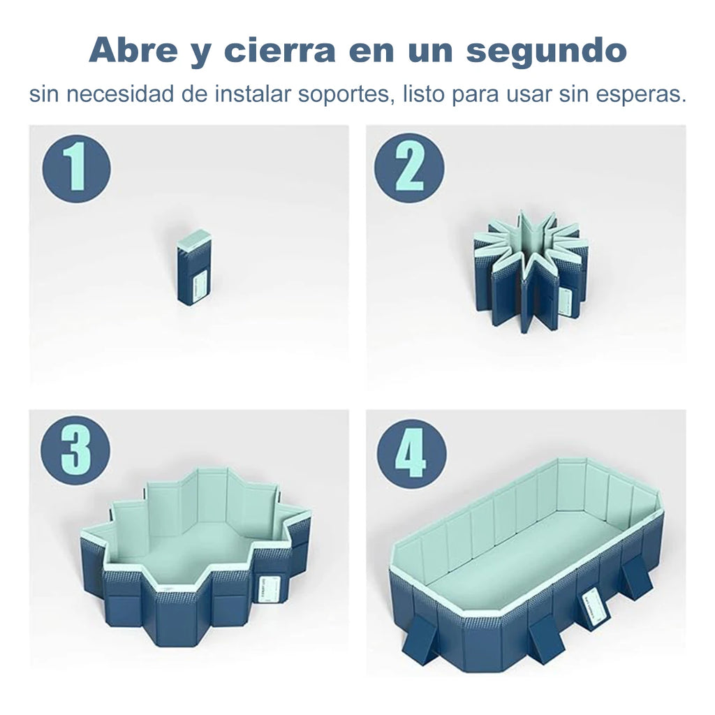 2.6/3m Foldable Large Rectangular Outdoor Family Swimming Pool, Non-Inflatable, Easy Set-up