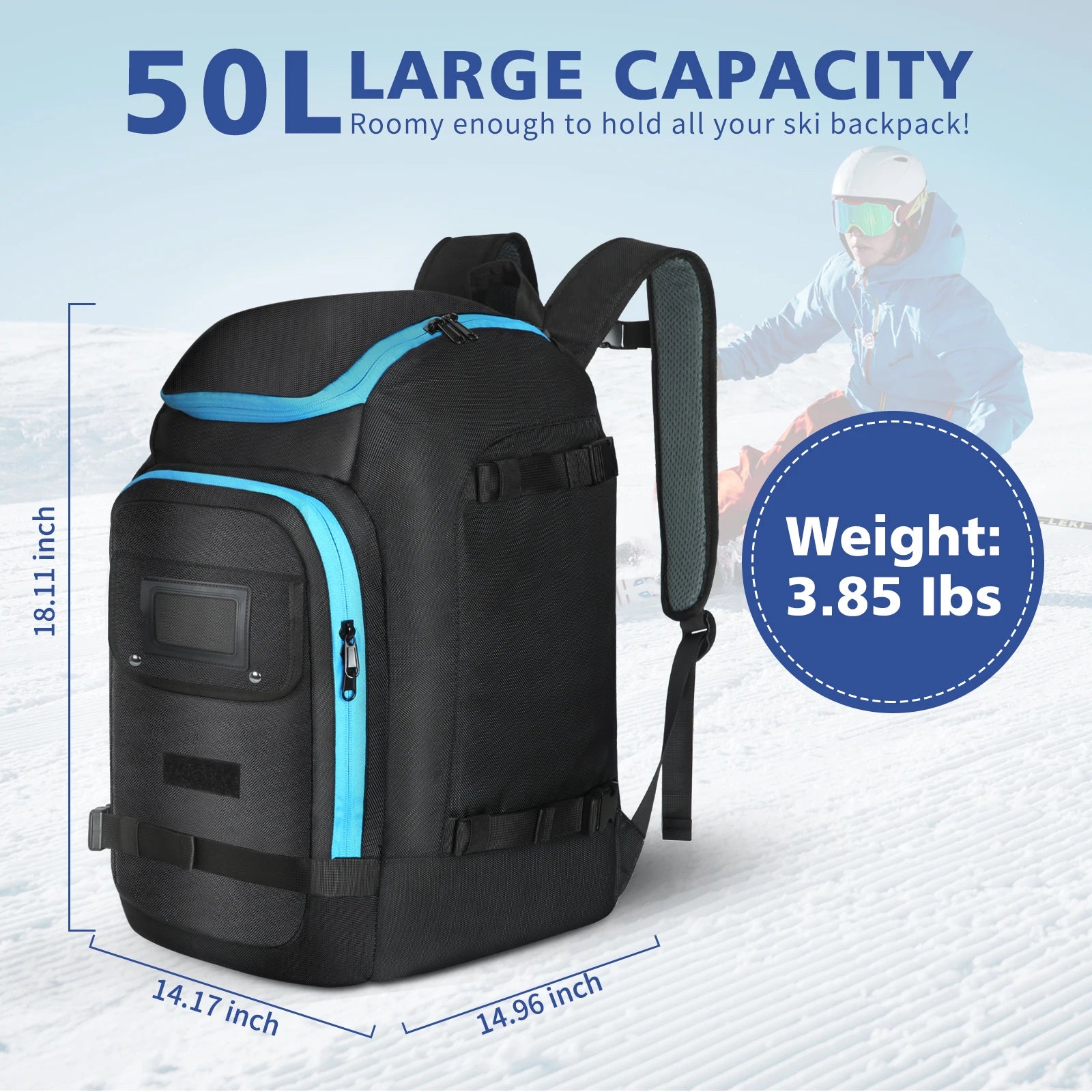 20-35L Ski Bag Waterproof Snowboard Boot Backpack Travel Luggage Gear Pack for Helmet Goggles Jacket Gloves Ski Backpack
