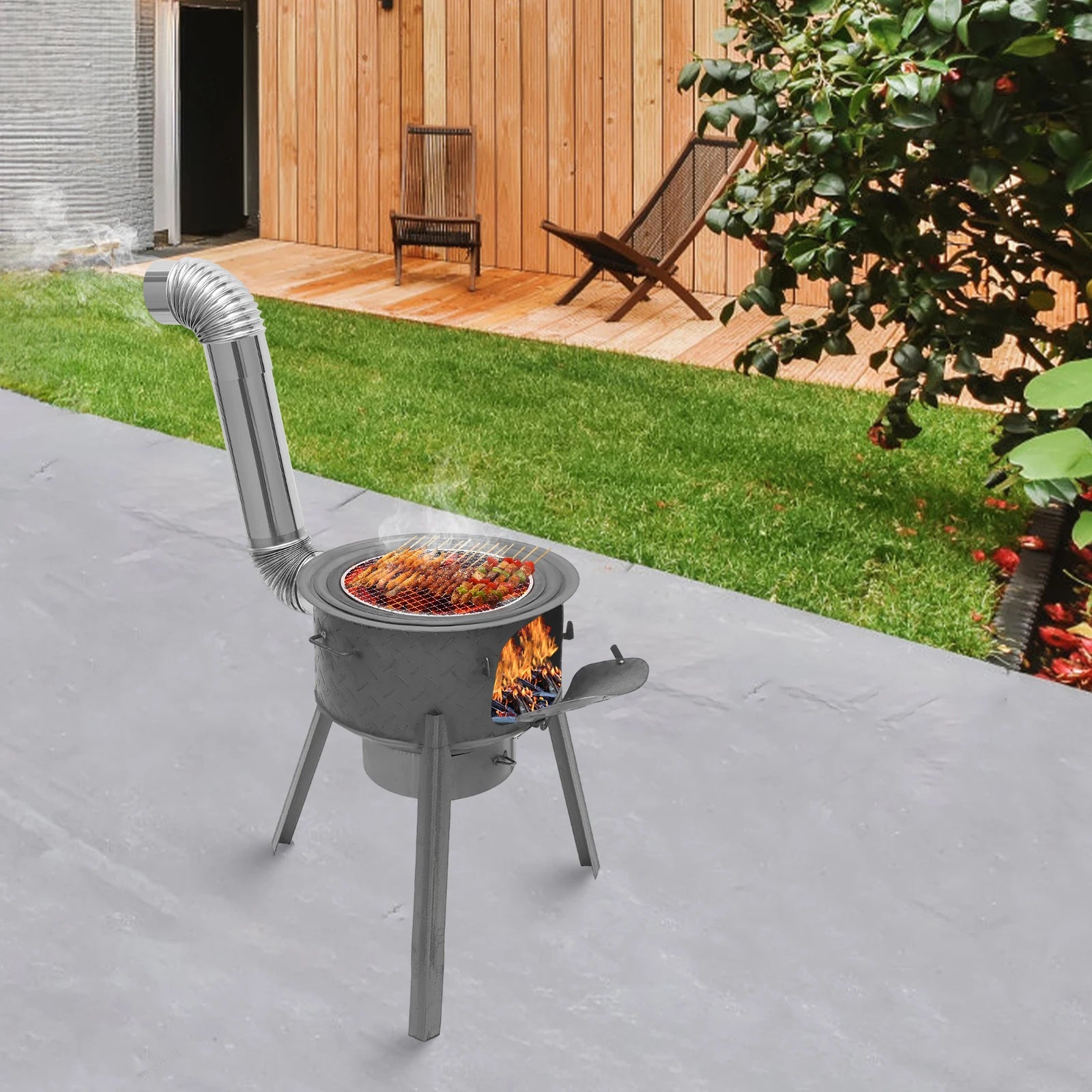 Indoor Outdoor Multifunction Wood Burning Stove,Portable Camping Wood Stove,for heating,barbecuing, frying, deep-frying