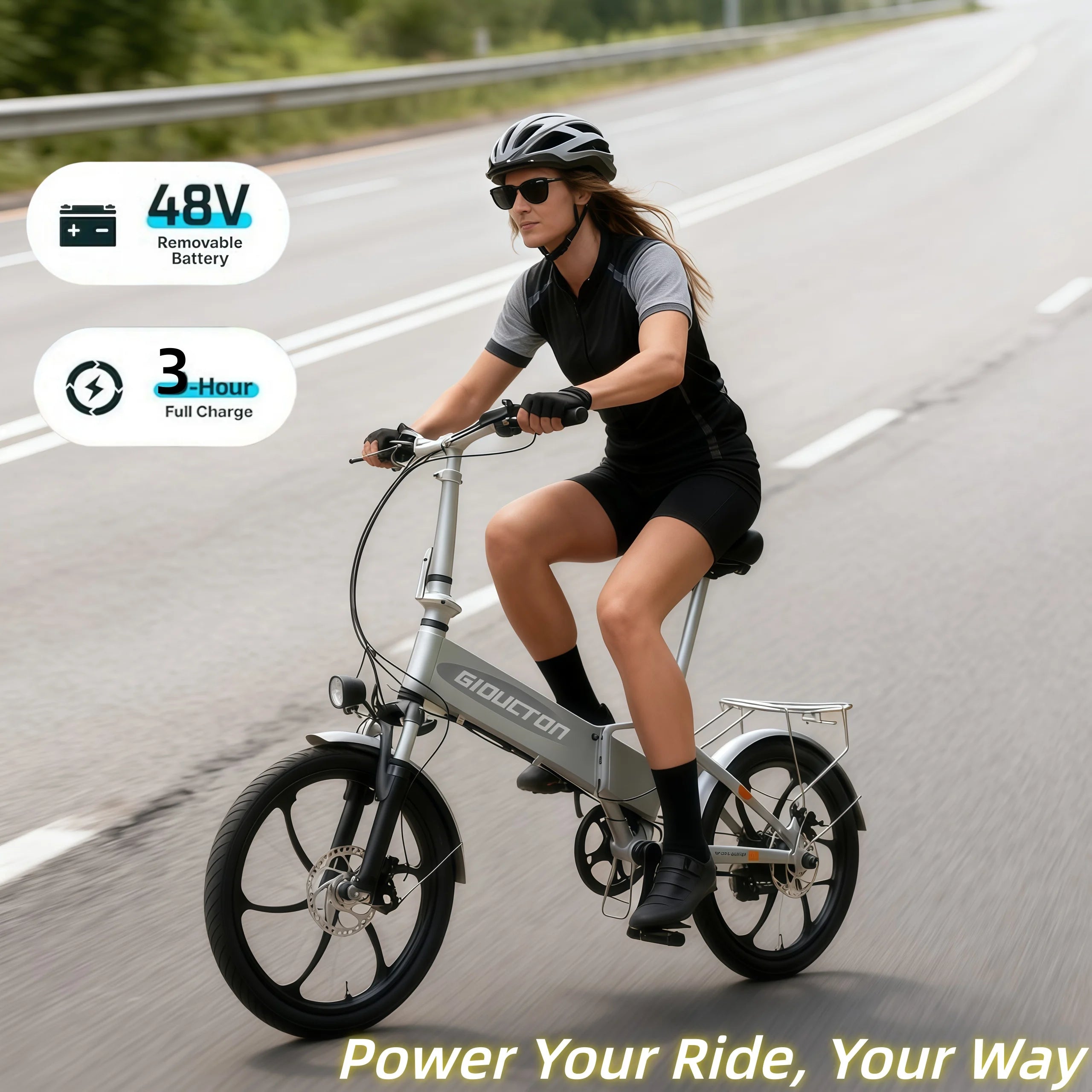 20" 48V Folding Electric Bike, High-Performance Folding  Bike - 1000W Motor, 20MPHSpeed, 50Miles Range, 48V High Capacity